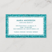 Carte De Visite Artiste de maquillage moderne Aqua Blue Sequins Pa (Dos)