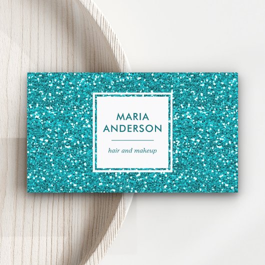 Carte De Visite Artiste de maquillage moderne Aqua Blue Sequins Pa