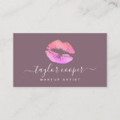 Carte De Visite Artiste de maquillage moderne aux lèvres violettes (Devant)