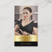Carte De Visite Artiste de maquillage moderne Black Gold Custom Ph (Devant)