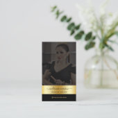 Carte De Visite Artiste de maquillage moderne Black Gold Custom Ph (Debout devant)