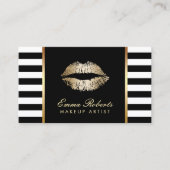 Carte De Visite Artiste de maquillage moderne Black White Stripes  (Devant)