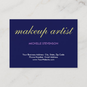 Carte De Visite Artiste de maquillage moderne bleu foncé élégant