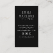 Carte De Visite Artiste de maquillage moderne chic noir (Dos)