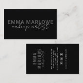 Carte De Visite Artiste de maquillage moderne chic noir (Devant / Derrière)