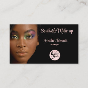 Carte De Visite Artiste de Maquillage Moderne Élégant Noir Rose