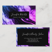 Carte De Visite Artiste de maquillage moderne élégant violet noir (Devant / Derrière)