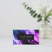 Carte De Visite Artiste de maquillage moderne élégant violet noir (Debout devant)