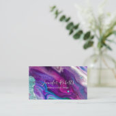 Carte De Visite Artiste de maquillage moderne élégant violet rose  (Debout devant)
