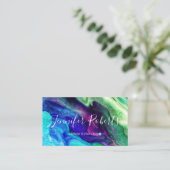 Carte De Visite Artiste de maquillage moderne élégant violet vert (Debout devant)