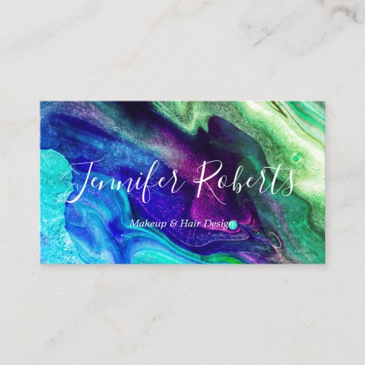 Carte De Visite Artiste de maquillage moderne élégant violet vert (Devant)