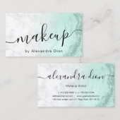 Carte De Visite Artiste de maquillage moderne en marbre vert menth (Devant / Derrière)