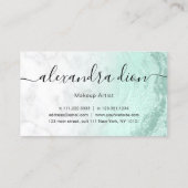 Carte De Visite Artiste de maquillage moderne en marbre vert menth (Dos)