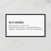 Carte De Visite Artiste de maquillage moderne glam white black str (Dos)