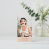 Carte De Visite Artiste de maquillage moderne Peach Pink (Debout devant)