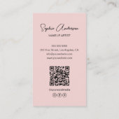 Carte De Visite Artiste de maquillage moderne photo rose (Dos)