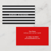 Carte De Visite Artiste de maquillage moderne rayé noir et blanc (Devant / Derrière)