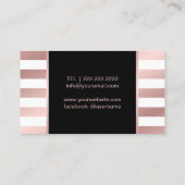 Carte De Visite Artiste de maquillage moderne Rose Gold Stripes (Dos)