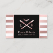 Carte De Visite Artiste de maquillage moderne Rose Gold Stripes (Devant)