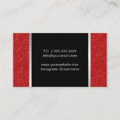 Carte De Visite Artiste de maquillage moderne rouge et argent (Dos)