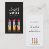 Carte De Visite Artiste de maquillage moderne - Rouge or Baguettes (Devant / Derrière)