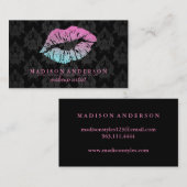 Carte De Visite Artiste de maquillage moderne Salon Rose Lips (Devant / Derrière)