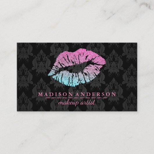 Carte De Visite Artiste de maquillage moderne Salon Rose Lips (Devant)