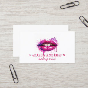 Carte De Visite Artiste de maquillage moderne Salon Rose Lips