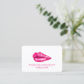 Carte De Visite Artiste de maquillage moderne Salon Rose Lips (Debout devant)