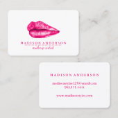 Carte De Visite Artiste de maquillage moderne Salon Rose Lips (Devant / Derrière)