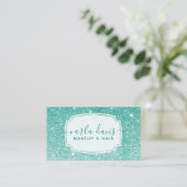 Carte De Visite Artiste de maquillage moderne Turquoise Ombre Part (Debout devant)