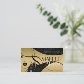 Carte De Visite Artiste de maquillage noir & or Floral (Debout devant)