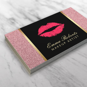 Carte De Visite Artiste de maquillage Parties scintillant d'or Ros