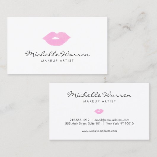 Carte De Visite Artiste de maquillage Pastel Rose Lips (Devant / Derrière)