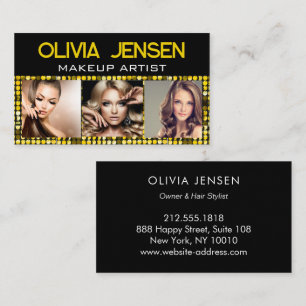 Carte De Visite Artiste de maquillage photo Luxury Yellow Gold Spa