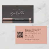 Carte De Visite Artiste de maquillage photo moderne QR Code (Devant / Derrière)