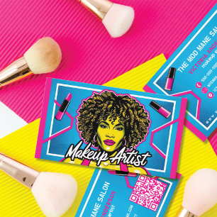 Carte De Visite Artiste de maquillage Pop Art Neon Rose Pink