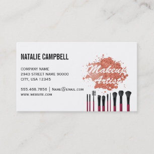 Carte De Visite Artiste de maquillage Poudre de Mua et brosses