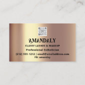 Carte De Visite Artiste de maquillage professionnel Eyelash QR COD (Dos)