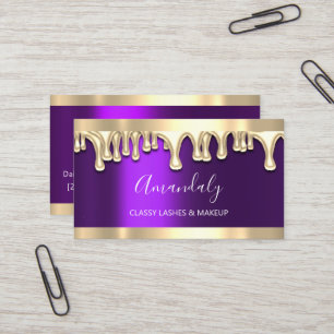 Carte De Visite Artiste de maquillage professionnel Gold Purple Vi