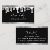 Carte De Visite Artiste de maquillage professionnel Gris Argent Ey (Devant / Derrière)