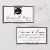 Carte De Visite Artiste de maquillage professionnel Logo rose Rose (Devant / Derrière)