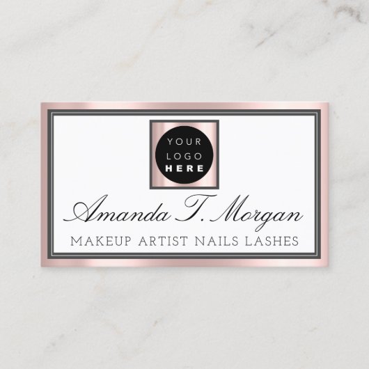 Carte De Visite Artiste de maquillage professionnel Logo rose Rose (Devant)