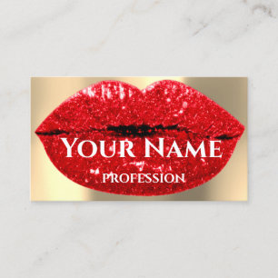 Carte De Visite Artiste de maquillage professionnel Red Lips Gold 