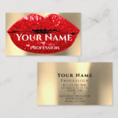 Carte De Visite Artiste de maquillage professionnel Red Lips Gold  (Devant / Derrière)