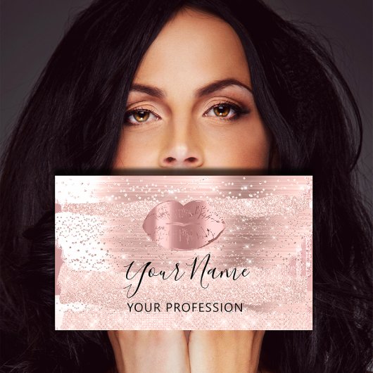 Carte De Visite Artiste de maquillage professionnel Rose Kiss Lips