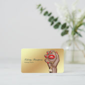 Carte De Visite Artiste de maquillage rose et or (Debout devant)