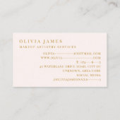 Carte De Visite Artiste de maquillage rose et or Cosmétique Salon  (Dos)