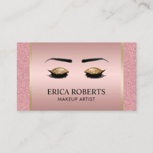 Carte De Visite Artiste de maquillage Rose moderne Gold