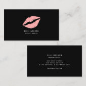 Carte De Visite Artiste de maquillage simple aux lèvres noires ros (Devant / Derrière)